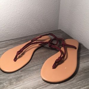 maroon strap sandals